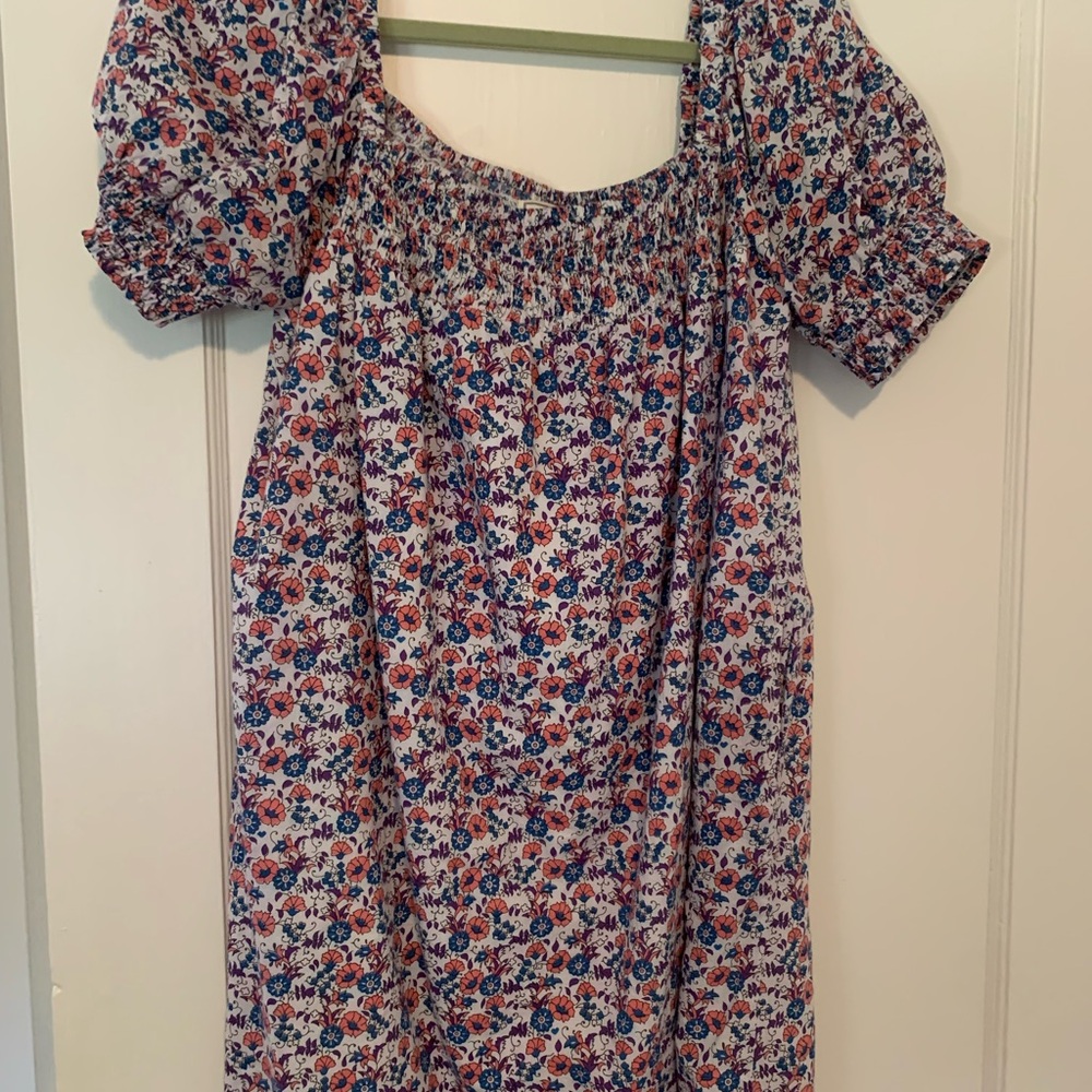 Blue and Pink Puff Sleeve Sundress